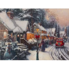 FLF-084 Зима в городе. Набор на холсте для вышивки бисером Волшебная Страна