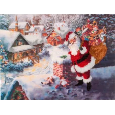 FLF-085 Дед Мороз. Набор на холсте для вышивки бисером Волшебная Страна