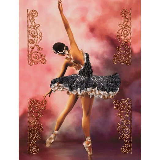 FLF-108 Черный лебедь. Набор на холсте для вышивки бисером Волшебная Страна