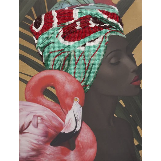 FLF-118 Розовый фламинго. Набор на холсте для вышивки бисером Волшебная Страна