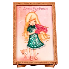 FLO-004 Открытка для вышивки бисером "С Днем Рождения!"