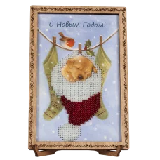 FLO-059 Открытка для вышивки бисером "С Новым годом"
