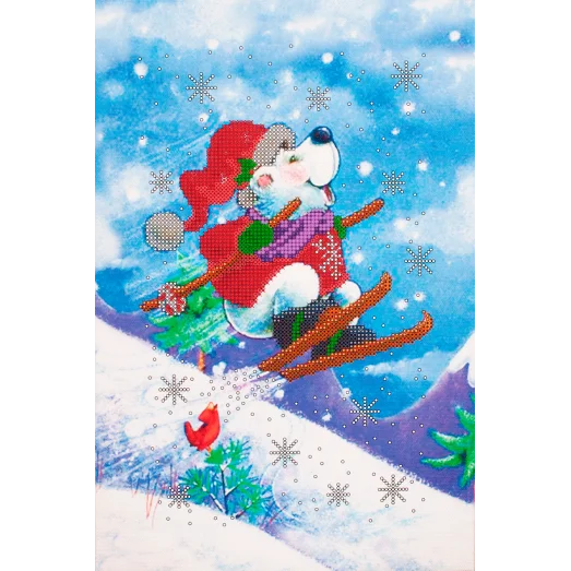 FLS-074 Новогодний мишка. Схема для вышивки бисером. Волшебная Страна