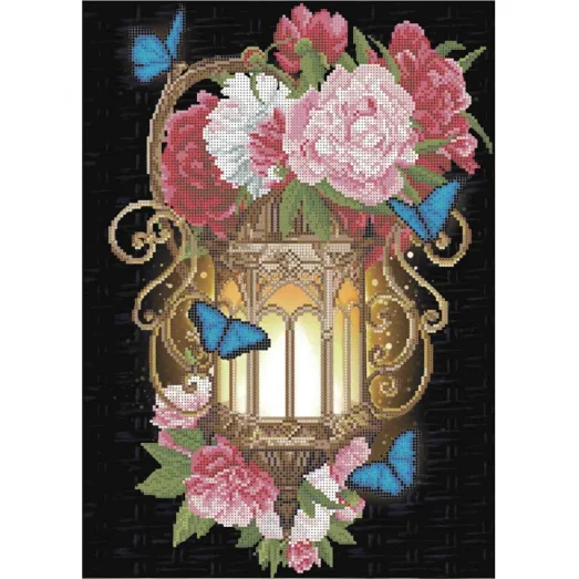 А3-К-915 Фонарь в пионах. Схема для вышивки бисером ТМ Acorns