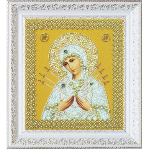 Р-327 Икона Божией Матери Семистрельная золото. Набор для вышивки бисером. ТМ Картины Бисером