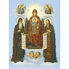 КМИ-3037 Перерская Икона Пр. Богородицы с предстоящими Антонием и Феодосием. Схема для вышивки бисером Краина Моих Мрий