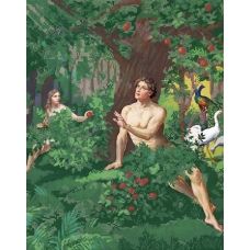 КМР-2020 Адам и Ева в райском саду. Схема для вышивки бисером Краина Моих Мрий
