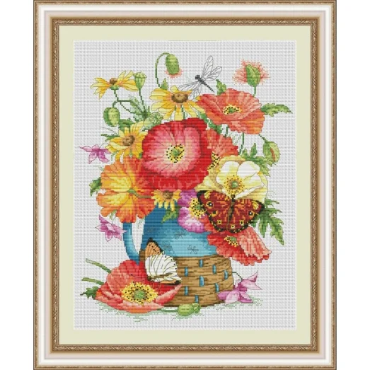 VN-121 Натюрморт с маками. Набор для вышивки нитками. ТМ Olanta