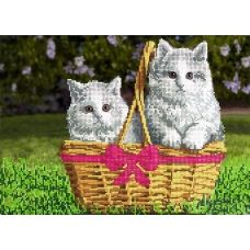 FV-080 (А3) Коты в корзине. Схема для вышивки бисером СвитАрт