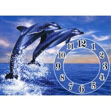FV-094 (А3) Дельфины-часы. Схема для вышивки бисером СвитАрт