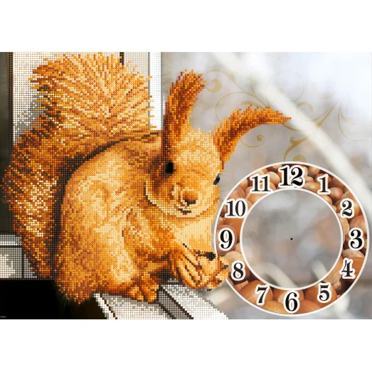 FV-096 (А3) Белка-часы. Схема для вышивки бисером СвитАрт