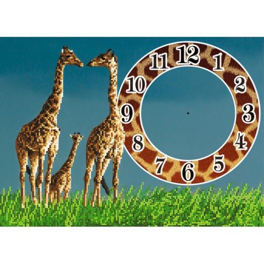 FV-097 (А3) Жирафы-часы. Схема для вышивки бисером СвитАрт