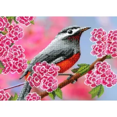 FV-125 (А3) Птица и цветы. Схема для вышивки бисером СвитАрт