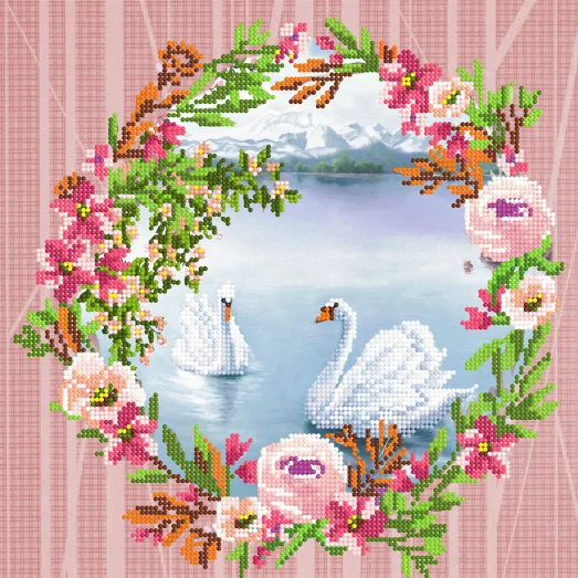FV-314 (27*27) Лебеди. Схема для вышивки бисером Свит Арт