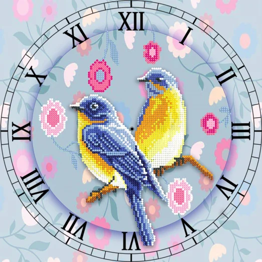 FV-377 (27*27) Часы с птичками. Схема для вышивки бисером. Свит Арт