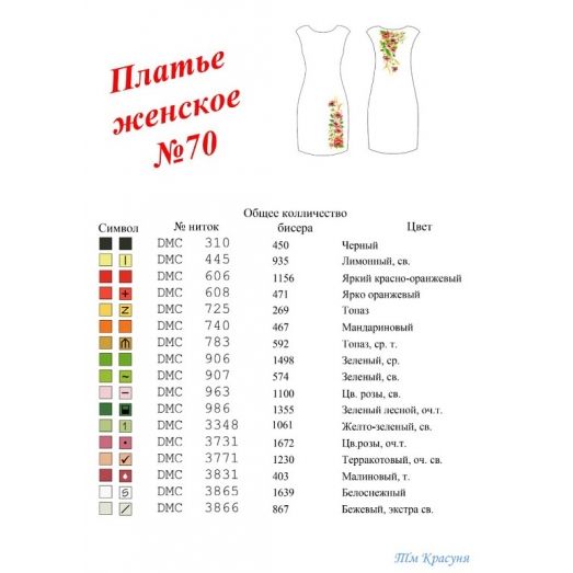 ПЖ-070 Заготовка платья для вышивки ТМ Красуня