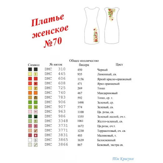 ПЖ-070 Заготовка платья для вышивки ТМ Красуня