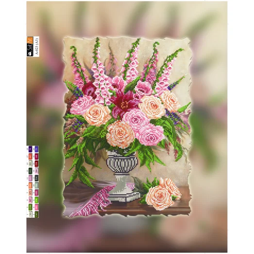 А-023(А3) ХОЛСТ. Цветы в вазе. Схема для вышивки бисером СвитАрт