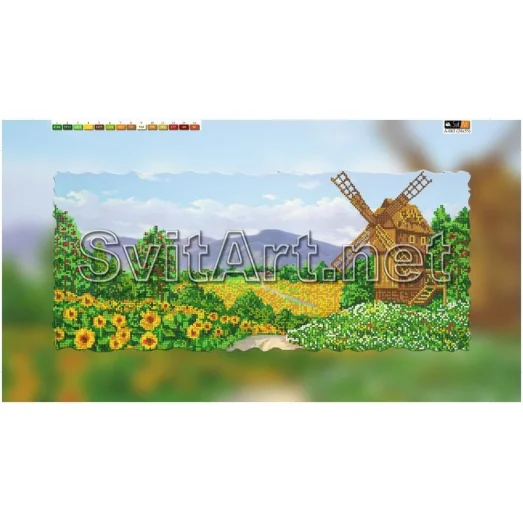 А-063 (29*60) ХОЛСТ. Мельница. Схема для вышивки бисером СвитАрт