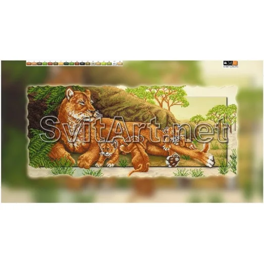 А-067 (29*60) ХОЛСТ. Тигрята. Схема для вышивки бисером СвитАрт