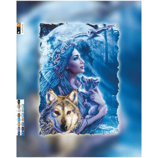 А-075(А3) ХОЛСТ. Девушка и волк. Схема для вышивки бисером СвитАрт