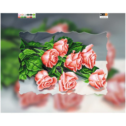 А-124(А3) ХОЛСТ. Розы. Схема для вышивки бисером СвитАрт