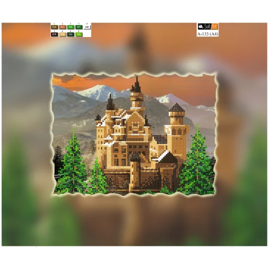 A-133(А4) ХОЛСТ. Замок. Схема для вышивки бисером СвитАрт