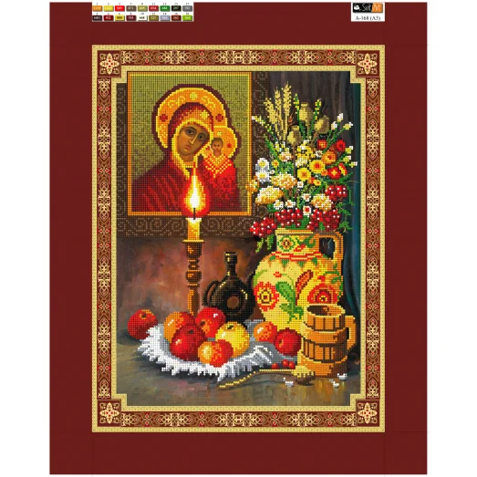 А-168(А3) ХОЛСТ. Церковный натюрморт. Схема для вышивки бисером СвитАрт