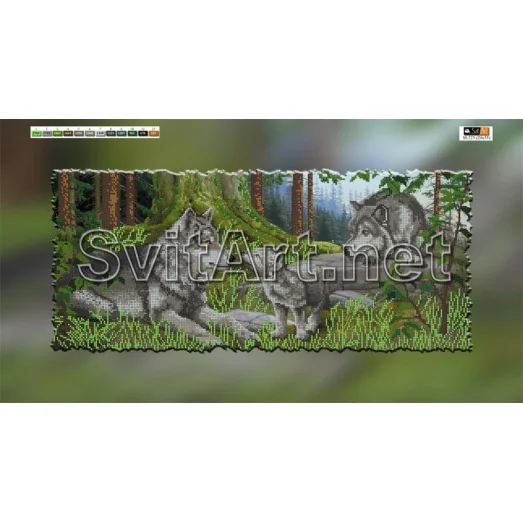 А-223 (29*60) ХОЛСТ. Волки. Схема для вышивки бисером СвитАрт