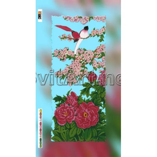 А-318 (29*60) ХОЛСТ. Синицы на розах . Схема для вышивки бисером СвитАрт