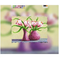 EF-002(А4) ХОЛСТ. Розовые тюльпаны. Схема для вышивки бисером СвитАрт