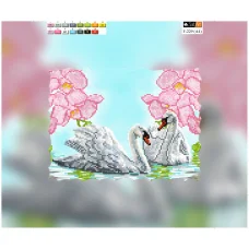 F-229(А4) ХОЛСТ. Два лебедя. Схема для вышивки бисером СвитАрт