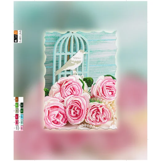 F-401(А4) ХОЛСТ. Розовые розы. Схема для вышивки бисером СвитАрт