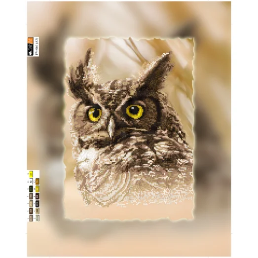 FV-066(А3) ХОЛСТ. Сова. Схема для вышивки бисером. Свит Арт