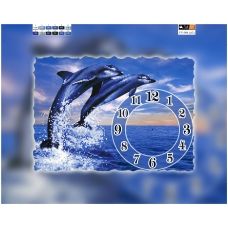FV-094(А3) ХОЛСТ. Дельфины-часы. Схема для вышивки бисером. Свит Арт
