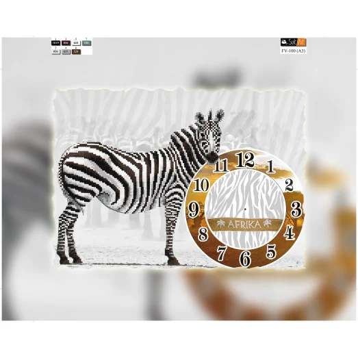 FV-100(А3) ХОЛСТ. Зебра-часы. Схема для вышивки бисером. Свит Арт.