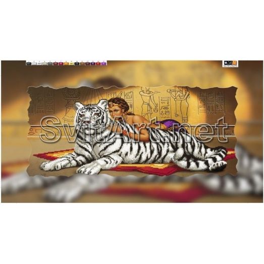 SI-195(29*60) ХОЛСТ. Девушка и белый тигр. Схема для вышивки бисером СвитАрт