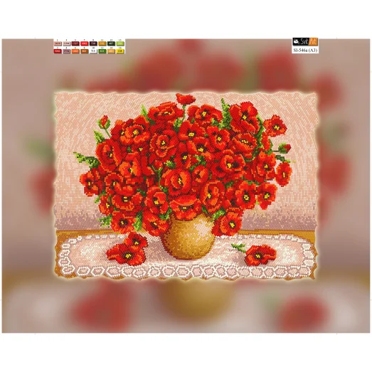 SI-546a(А3) ХОЛСТ. Маки. Схема для вышивки бисером Свит Арт