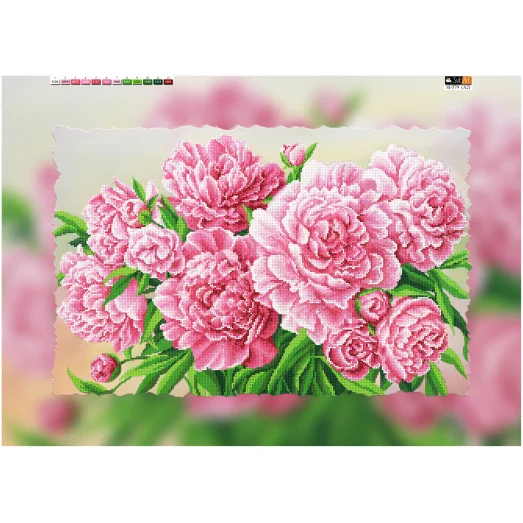 SI-579(А2) ХОЛСТ. Пионы. Схема для вышивки бисером Свит Арт