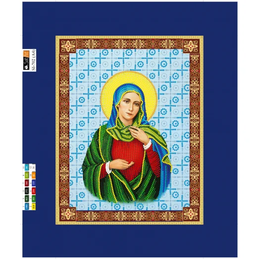 SI-702(А4) ХОЛСТ. Образ Богородицы. Схема для вышивки бисером СвитАрт