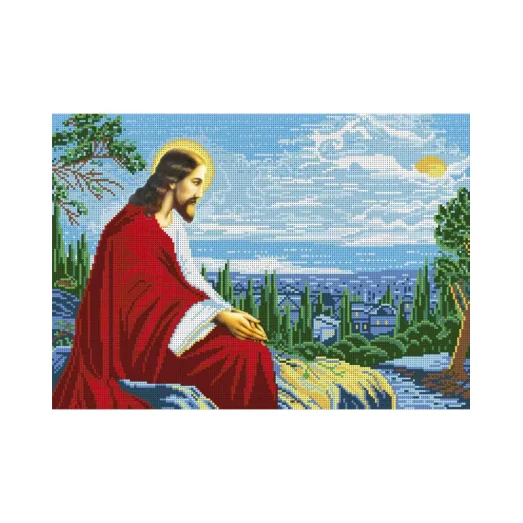 А3-И-494 Иисус Христос на фоне Иерусалима. Схема для вышивки бисером ТМ Acorns