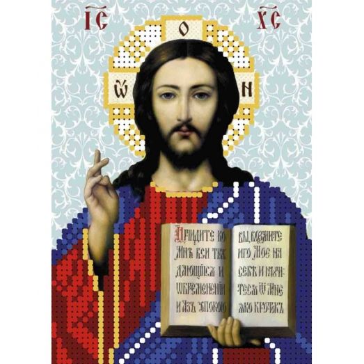А6-И-166 Иисус Христос (синий частичная). Схема для вышивки бисером ТМ Acorns