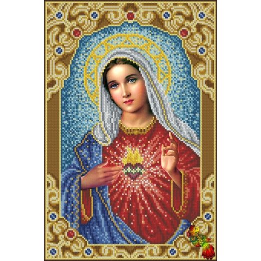 ИК3-0338 Непорочное Сердце Девы Марии (Под золотым сводом). Схема для вышивки бисером Феникс