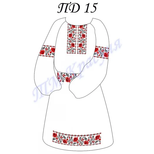 ДП-015 Заготовка детское платье для вышивки. ТМ Красуня