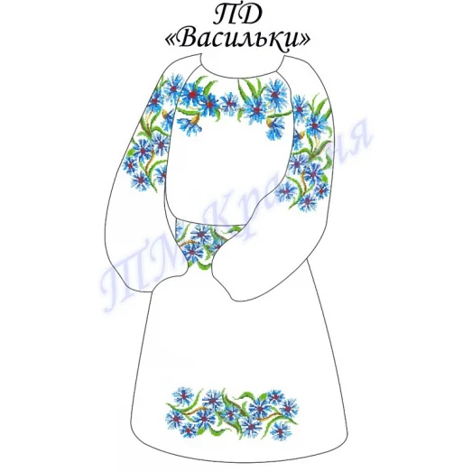 ДП-Васильки Заготовка детское платье для вышивки. ТМ Красуня