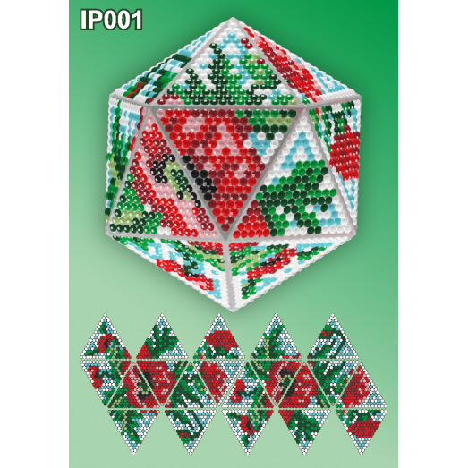 IP-001 Новогодний шар Маки. Набор для выкладки пластиковыми алмазиками ТМ Вдохновение