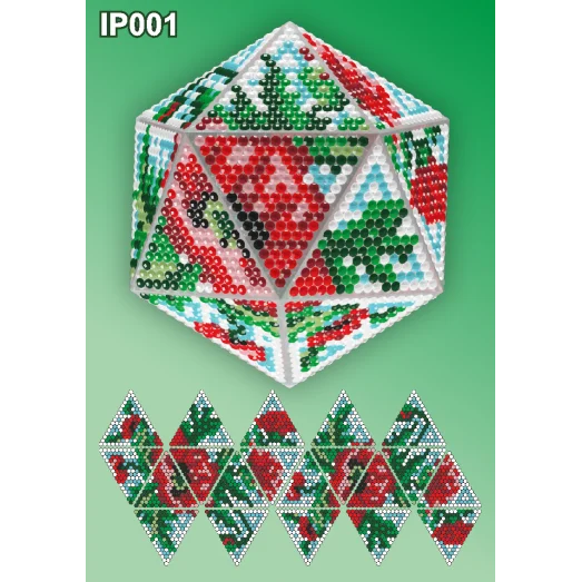 IP-001 Новогодний шар Маки. Набор для выкладки пластиковыми алмазиками ТМ Вдохновение