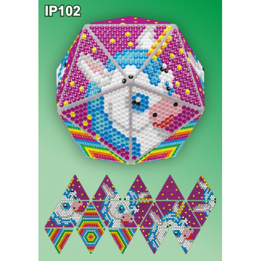 IP-102 Новогодний шар Единорожек. Набор для выкладки пластиковыми алмазиками ТМ Вдохновение