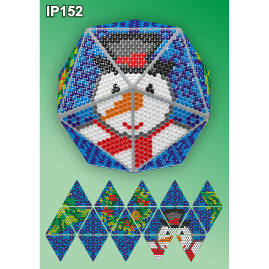 IP-152 Новогодний шар Снеговик. Набор для выкладки пластиковыми алмазиками ТМ Вдохновение