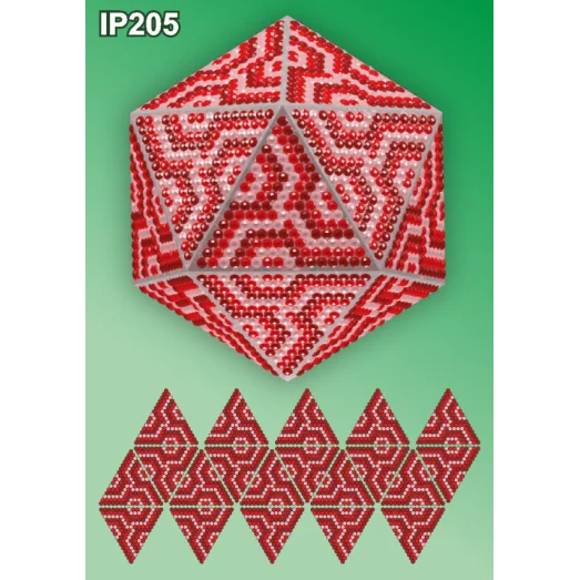 IP-205 Новогодний шар Красная Мозаика. Набор для выкладки пластиковыми алмазиками ТМ Вдохновение